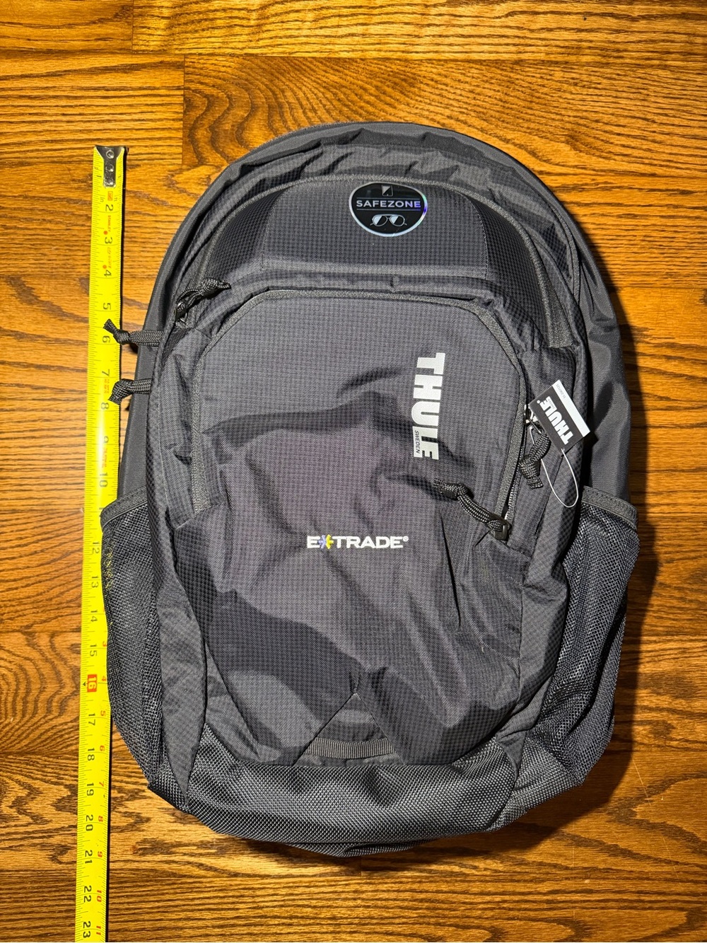 Thule Black and Gray Laptop Backpack with E*TRADE Logo